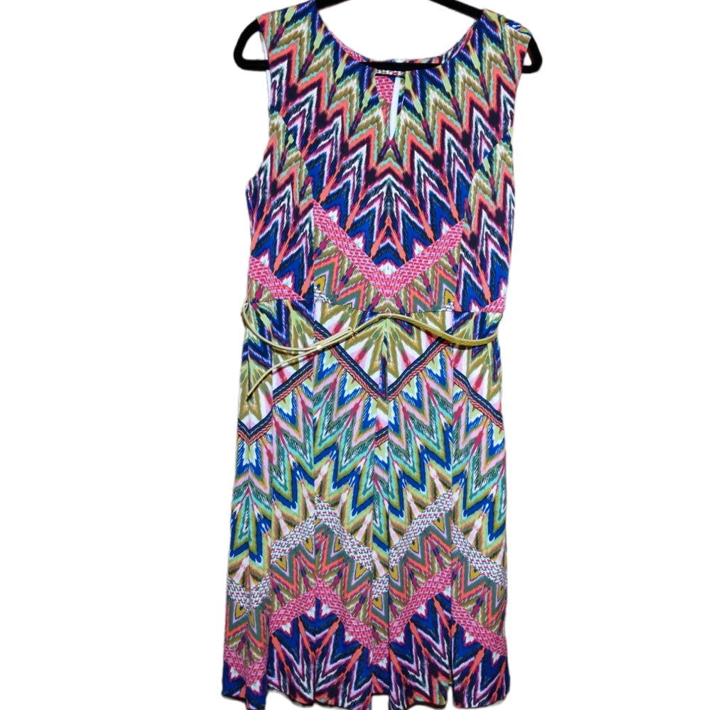 Ellen Tracy colorful rainbow sleeveless dress